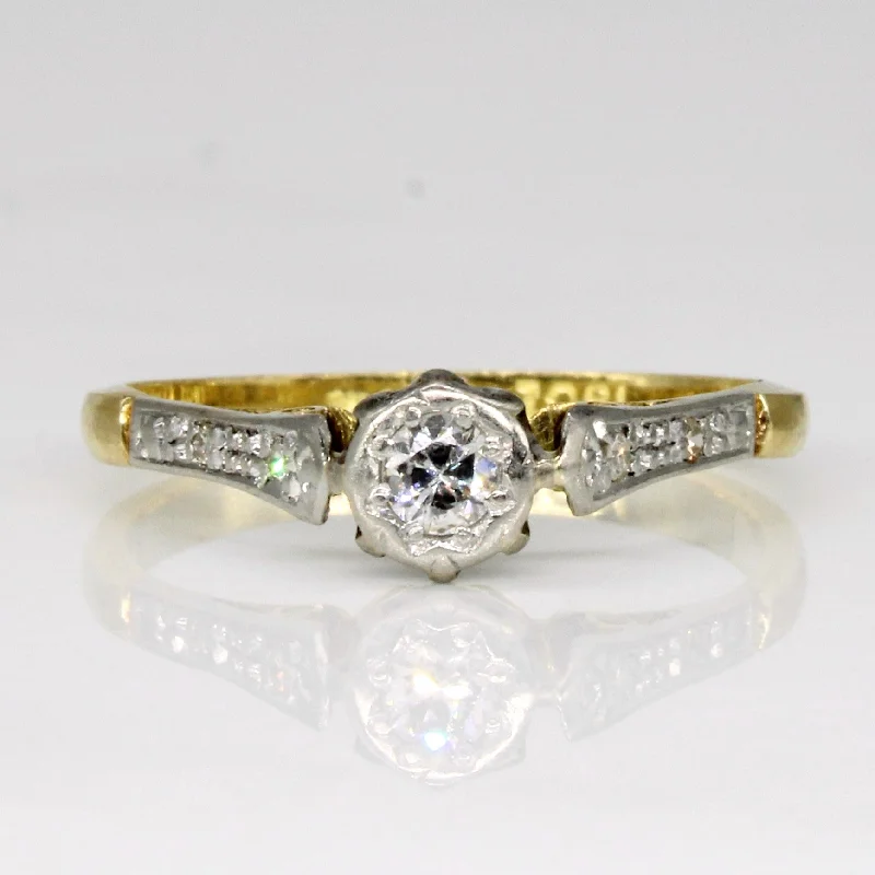 pear cut engagement rings for women -Vintage Transitional Cut Diamond Ring in 18k and Platinum | 0.13ctw | SZ 5.75 |