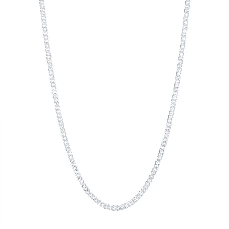 sterling silver necklaces for women -Sterling Silver Curb Chain Necklace 60cm