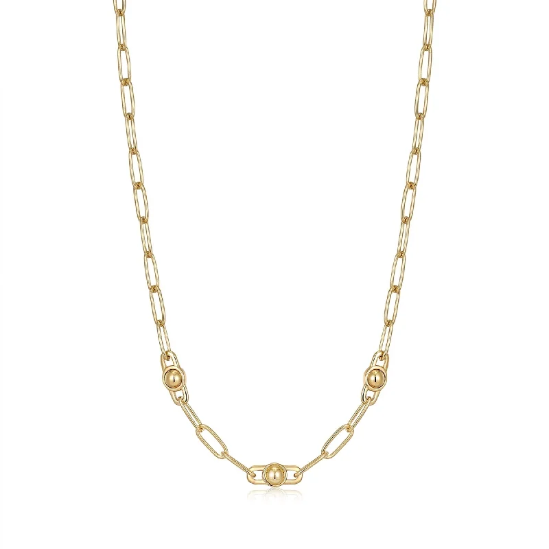 trendy necklaces for women -Ania Haie Gold Orb Link Chunky Chain Necklace