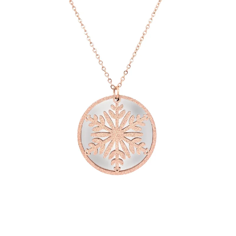 modern necklaces for women -Stainless Steel Rose Sparkle Snowflake Necklace