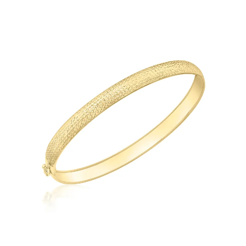 elegant bracelets for women -18K Yellow Gold 6mm DC Pine Flexible Bangle