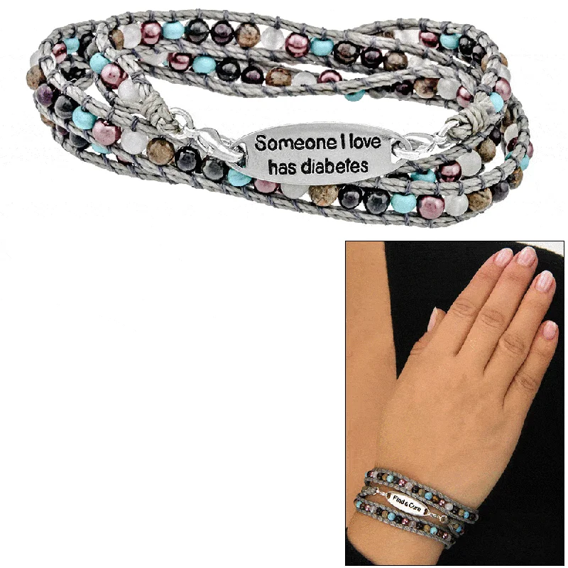 women’s charm bracelets -Wakami Someone I Love Has Diabetes Beaded Wrap Bracelet