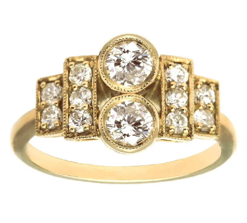 gold engagement rings for women -Charlotte Art Deco Diamond Ring