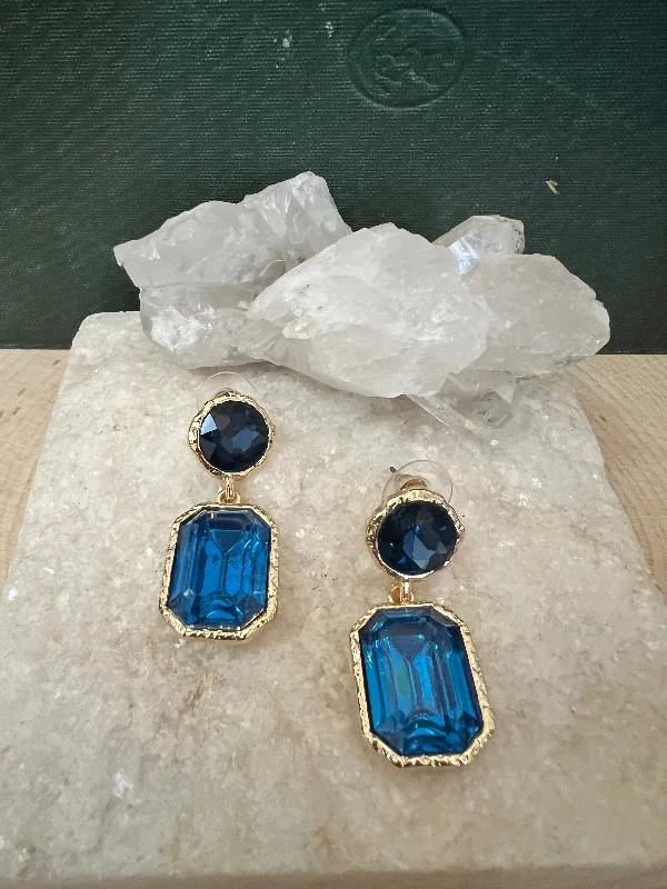 artistic earrings for women -All That Glitz Blue Earrings