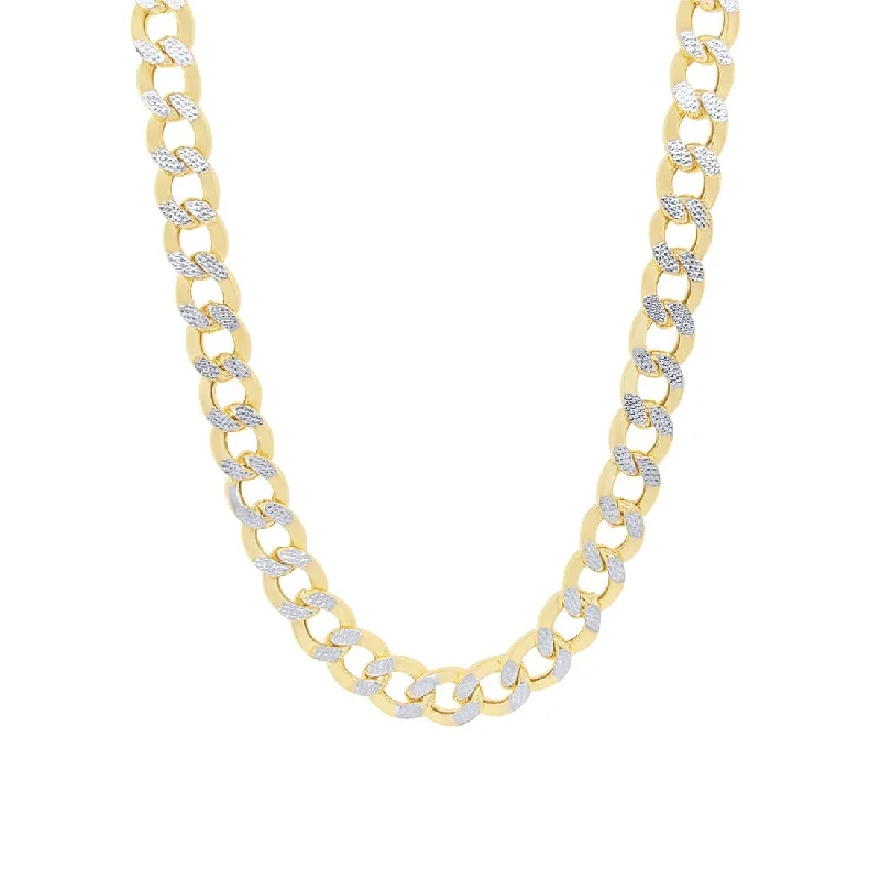 sparkling crystal necklaces for women -9ct Yellow Gold Silver Infused Two Tone Curb Necklace 50cm