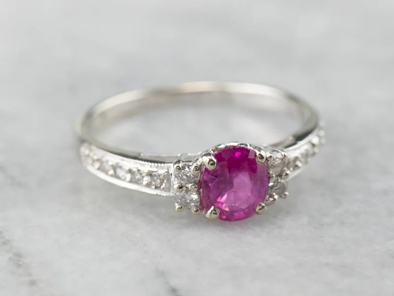 women’s diamond wedding rings -White Gold Ruby and Diamond Ring