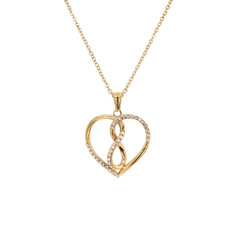 stylish modern necklaces for women -Yellow Stainless Steel Crystal Heart Infinity Necklace