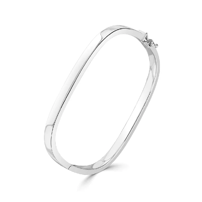 chunky bangles for women -9K White Gold Rectangle Bangle