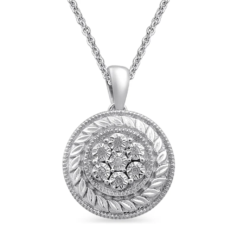 trendy necklaces for women -Sterling Silver Diamond Set Antique Look Necklace