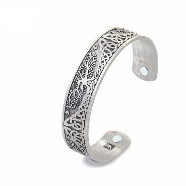 women’s magnetic bracelets -Antique Celtic Cuff Bangle - Yggdrasil Roots