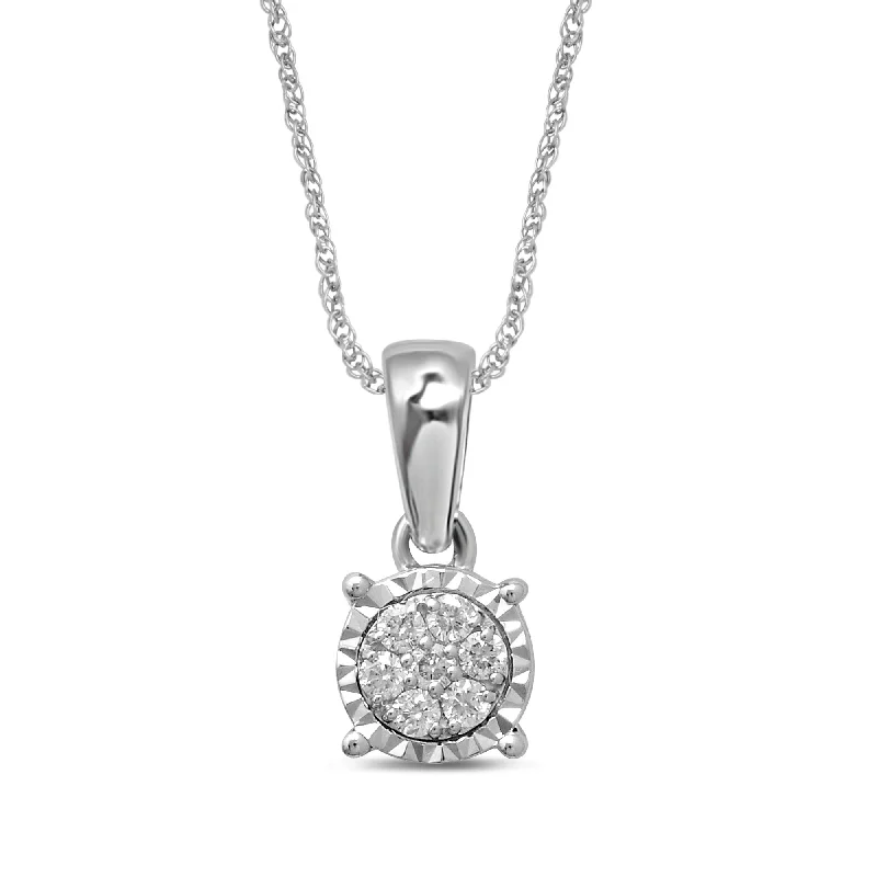 silver chain necklaces for women -9ct White Gold Diamond Set Miracle Necklace