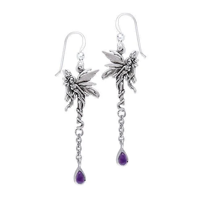 women’s luxury diamond earrings -Firefly Fairy Silver Earrings with Dangling Gemstone TER001