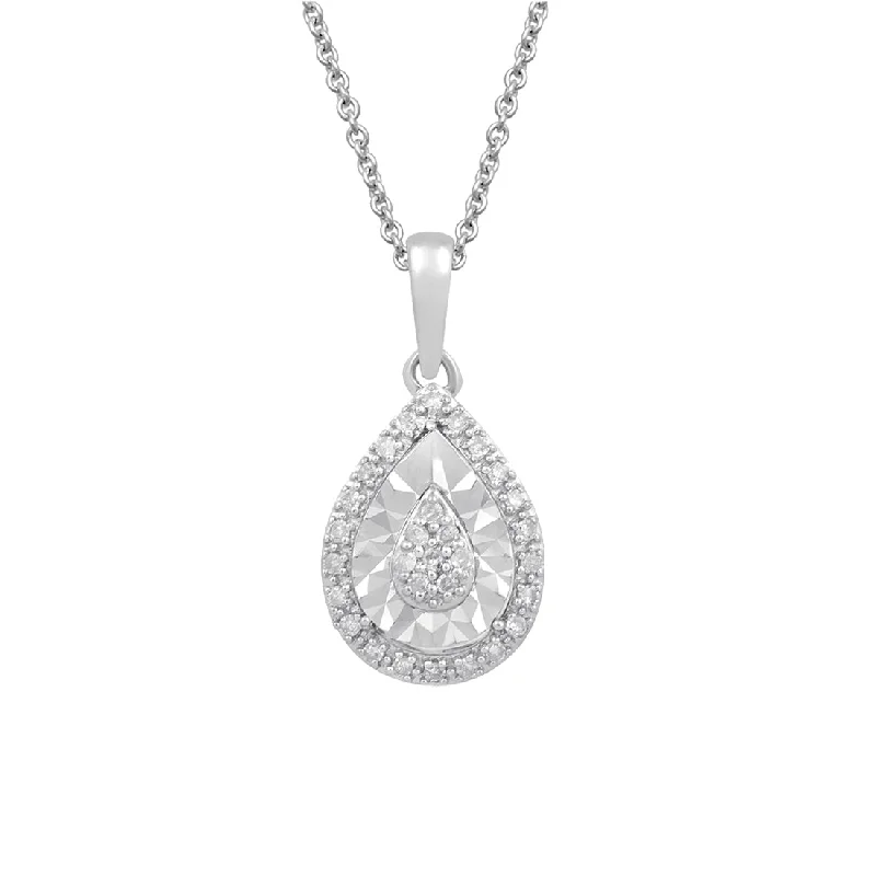 stylish chain necklaces for women -Sterling Silver 0.10ct Diamond Pear Necklace