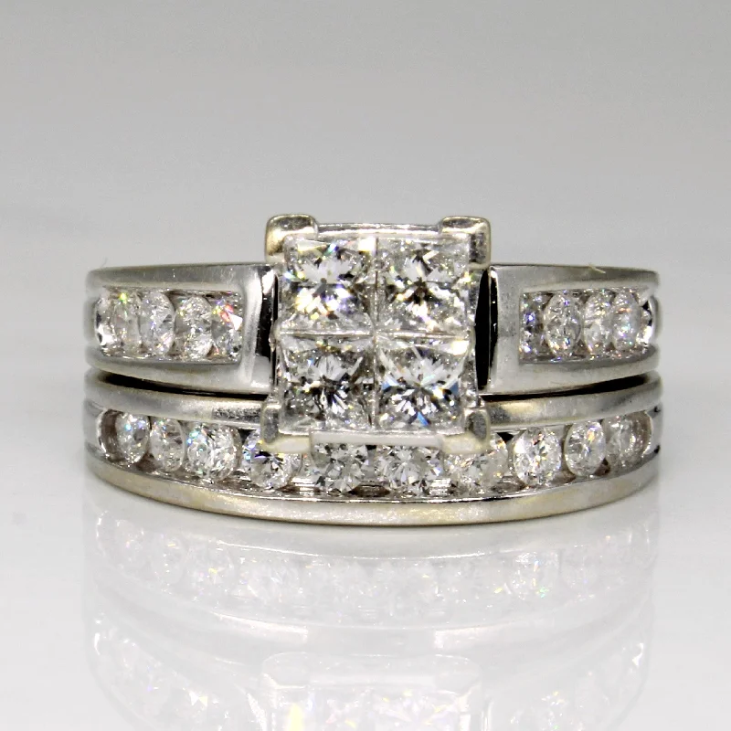 Princess Cut Diamond Wedding Ring Set | 1.78ctw | SZ 6.75 |