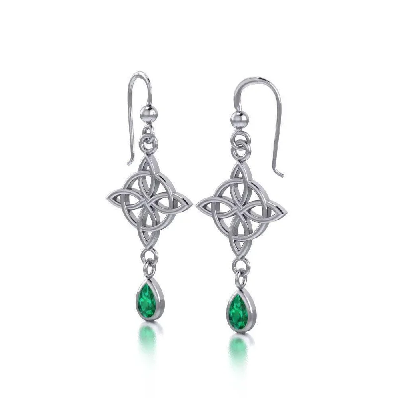 elegant pearl earrings for women -Celtic Quaternary Knot Sterling Silver Earrings TE2891