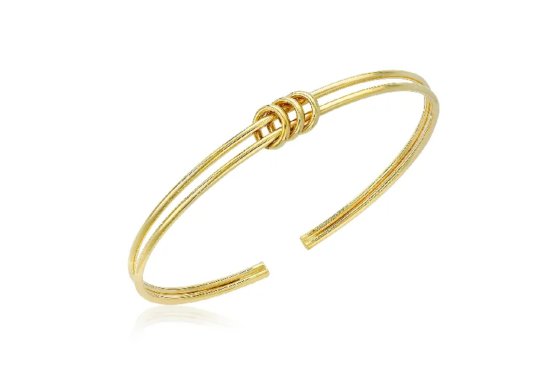 diamond bracelets for women -9K Yellow Gold Triple Ring Bangle