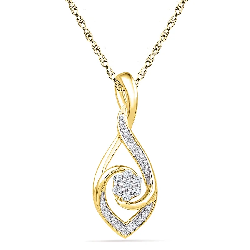 elegant necklaces for women -9ct Yellow Gold 0.16ct Diamond Twist Pendant