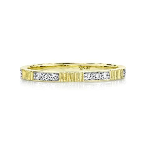 vintage inspired diamond engagement rings -SLOANE STREET 18K YELLOW GOLD STRIE STACKER DIAMOND RING - 0.15CTW