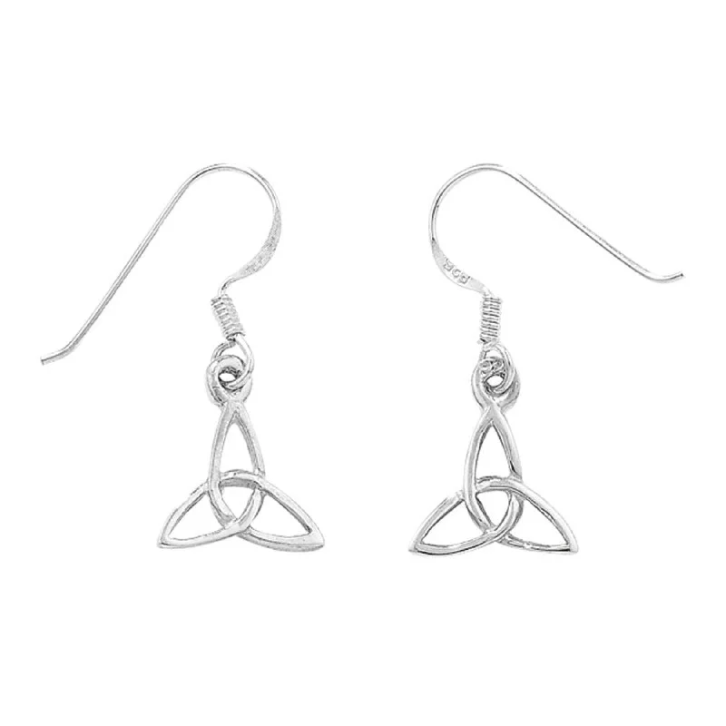 high-end earrings for women -Celtic Trinity Knot Drop Earrings - Sterling Silver