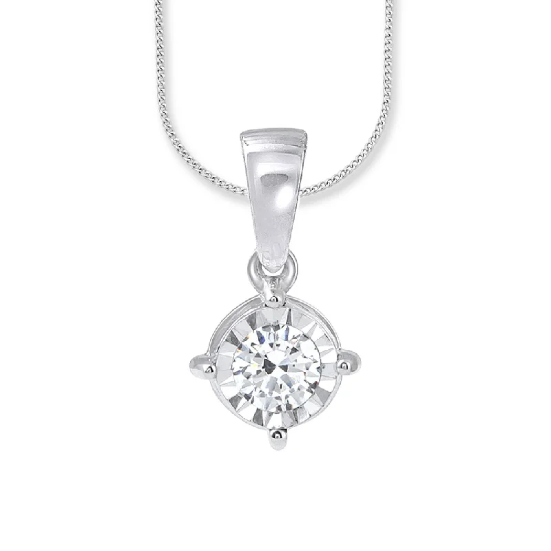 luxury diamond necklaces for women -9ct White Gold 0.30ct Solitaire Diamond Pendant