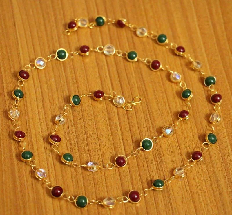 sparkling crystal necklaces for women -Multicolour Gold Plated Single Line Necklace