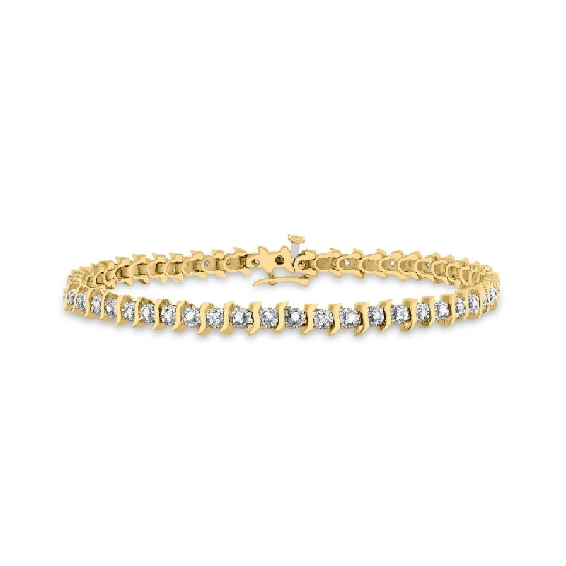 women’s party bangles -9K Yellow Gold 0.33ct Diamond S-Link Bracelet /7"