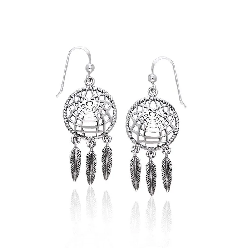 personalized earrings for women -Dreamcatcher Sterling Silver Earrings TER1695