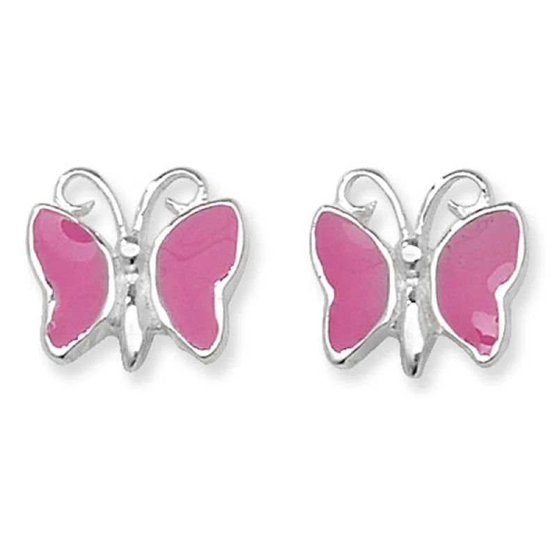 modern earrings for women -Kids Butterfly Earrings - Sterling Silver