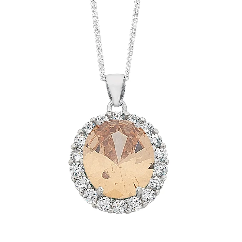 silver pendant necklaces for women -November Birthstone Sterling Silver Topaz Cubic Zirconia Necklace