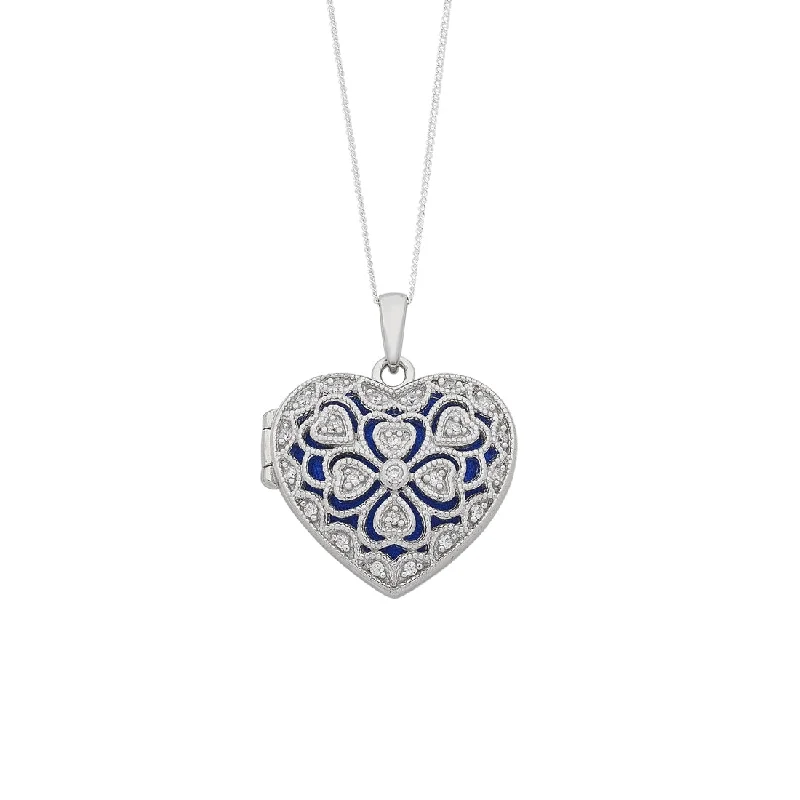 sophisticated necklaces for women -Sterling Silver Cubic Zirconia Heart Locket Necklace