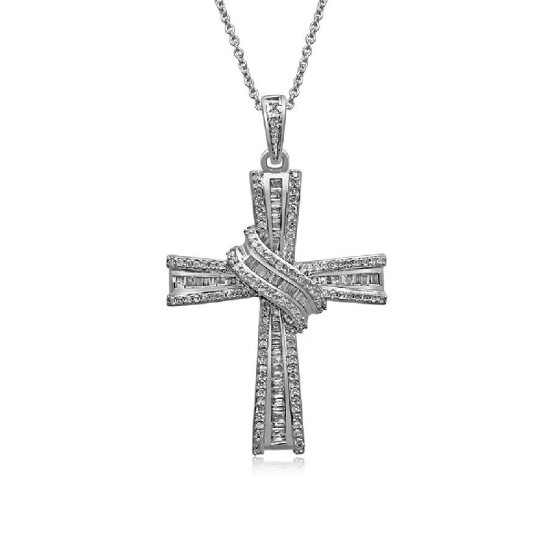 elegant necklaces for women -Sterling Silver 0.50ct Diamond Cross Necklace