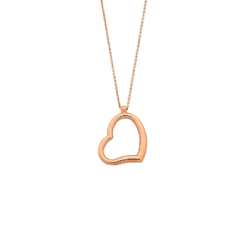 matching necklaces for couples -9ct Rose Gold Silver Infused Floating Heart Necklace