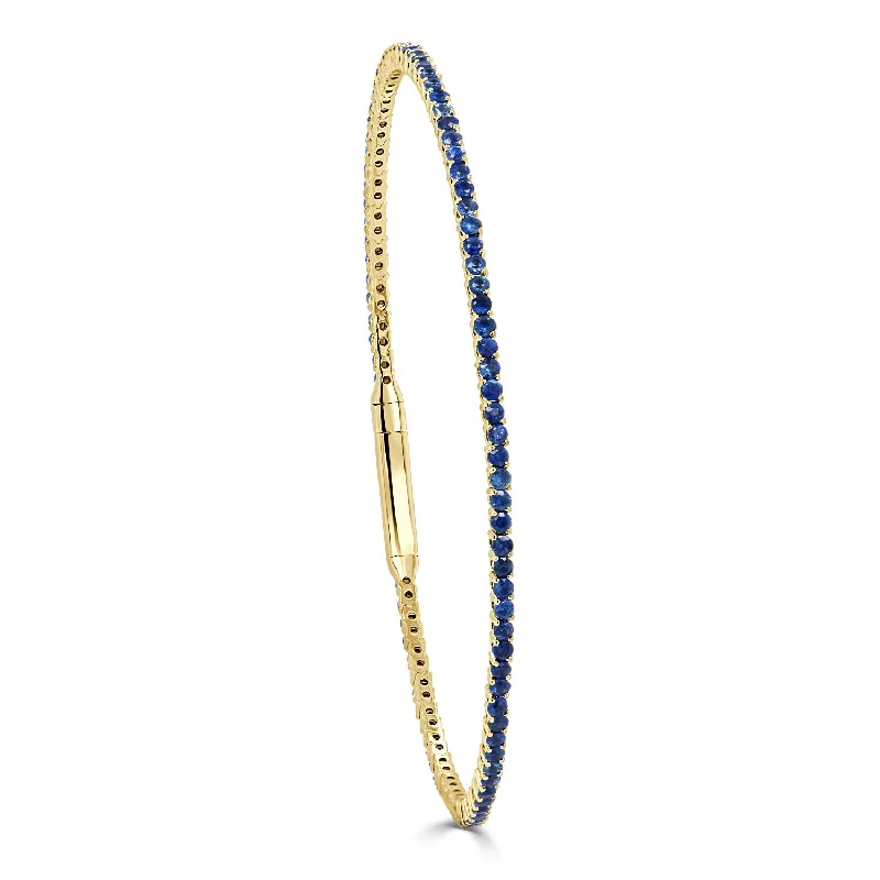 chic bracelets for women -14K Gold 2.10ct Sapphire Eternity Flex Bangle