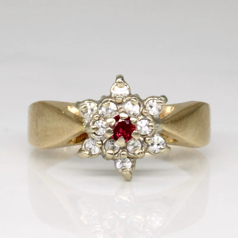 Diamond & Ruby Cluster Ring | 0.12ctw, 0.08ct | SZ 6.25 |