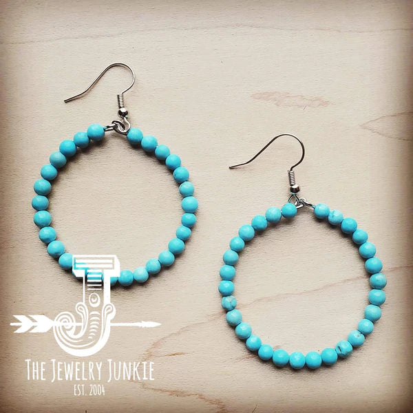 custom-made earrings for women -Turquoise Medium Hoop Earring