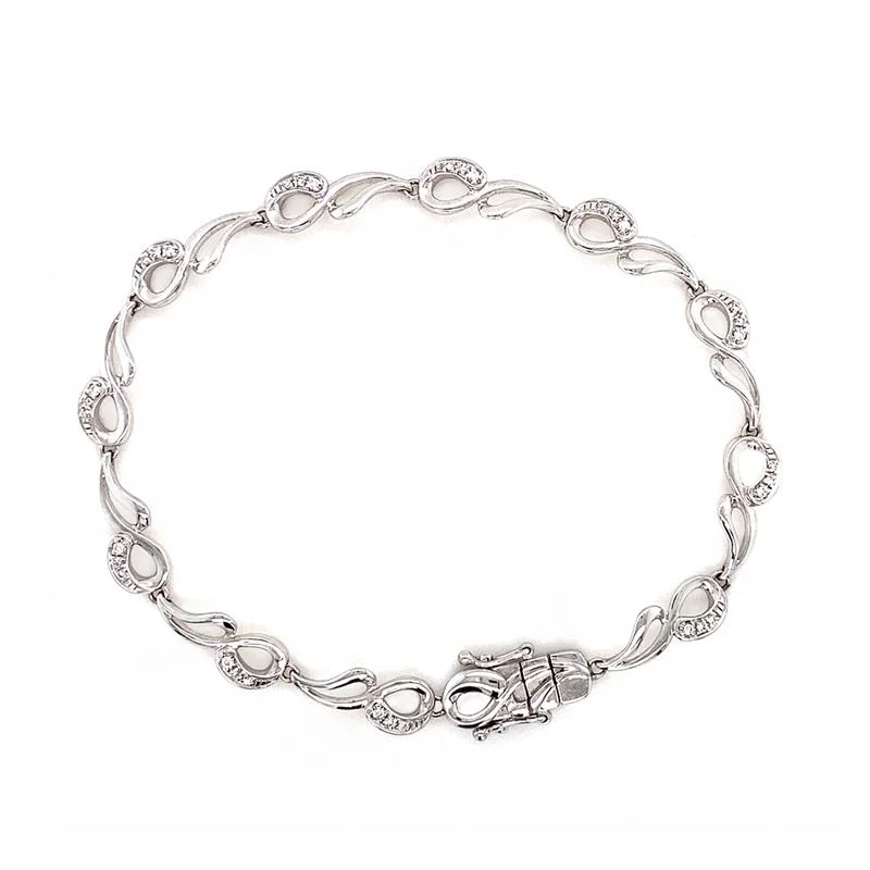 trendy charm bracelets for women -9K White Gold Diamond Paisley Bracelet