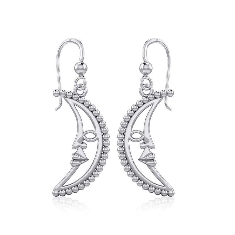 colorful earrings for women -Crescent Moon Silver Earrings TER1904