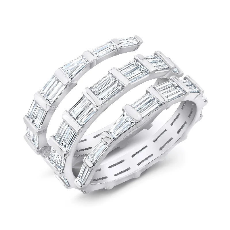 elegant diamond engagement rings -Wrap Around Diamond Ring with Baguettes (2.50 Ctw)