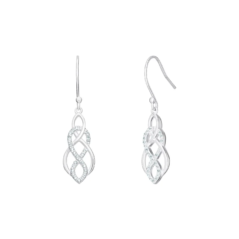 twisted earrings for women -CZ Celtic Style Drop Earrings - Sterling Silver