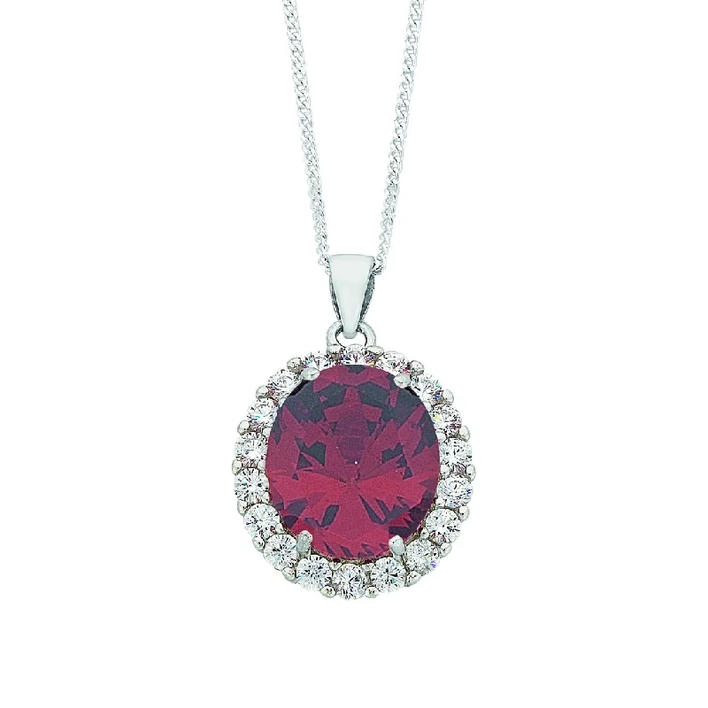 bridal necklaces for women -January Birthstone Sterling Silver Red Cubic Zirconia Necklace