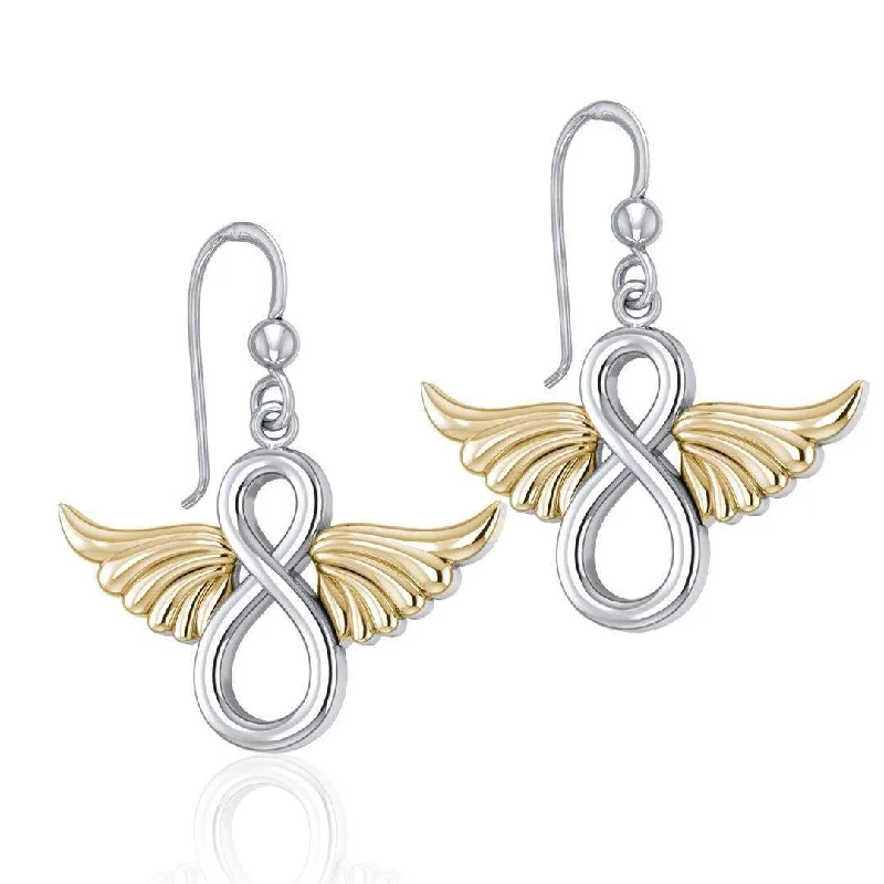 silver stud earrings for women -Angel Wings and Infinity Symbol Silver and Gold Earrings MER1781