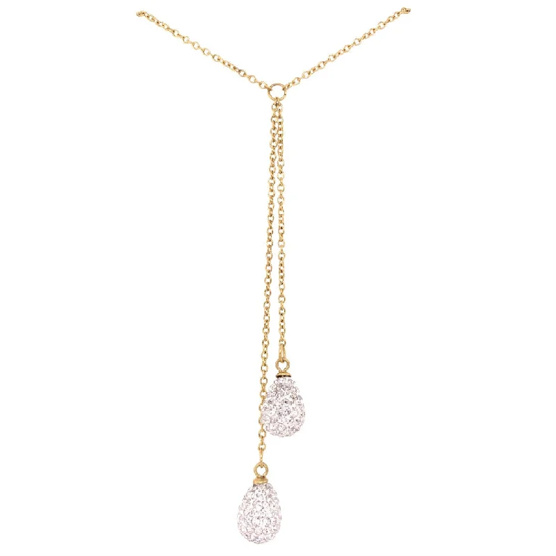 romantic necklaces for women -Yellow Stainless Steel Pave Crystal Drop Necklace