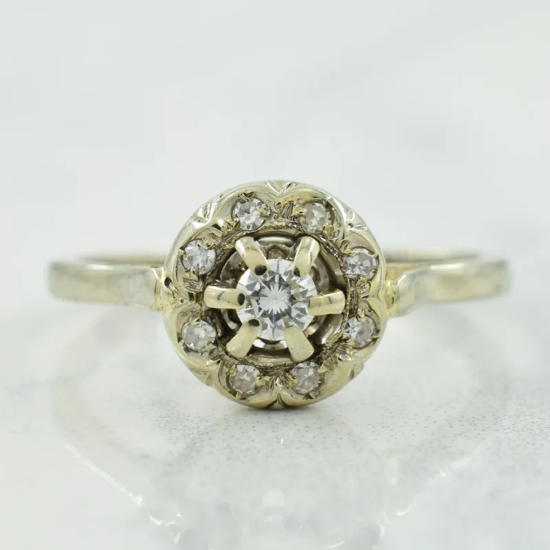 Diamond Halo Set Ring | 0.19ctw | SZ 6.5 |