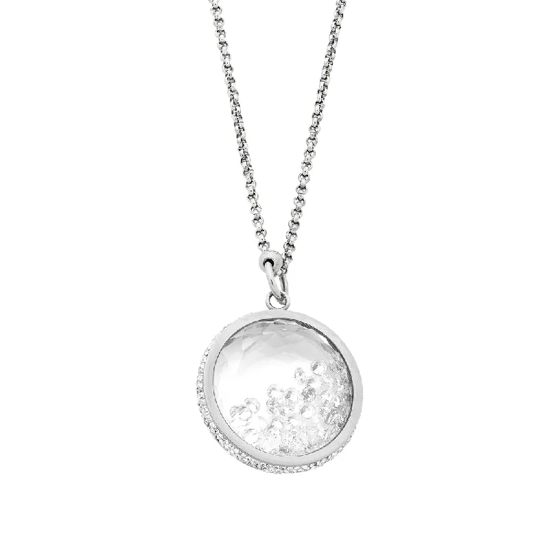 modern necklaces for women -Stainless Steel Crystal Locket Necklace