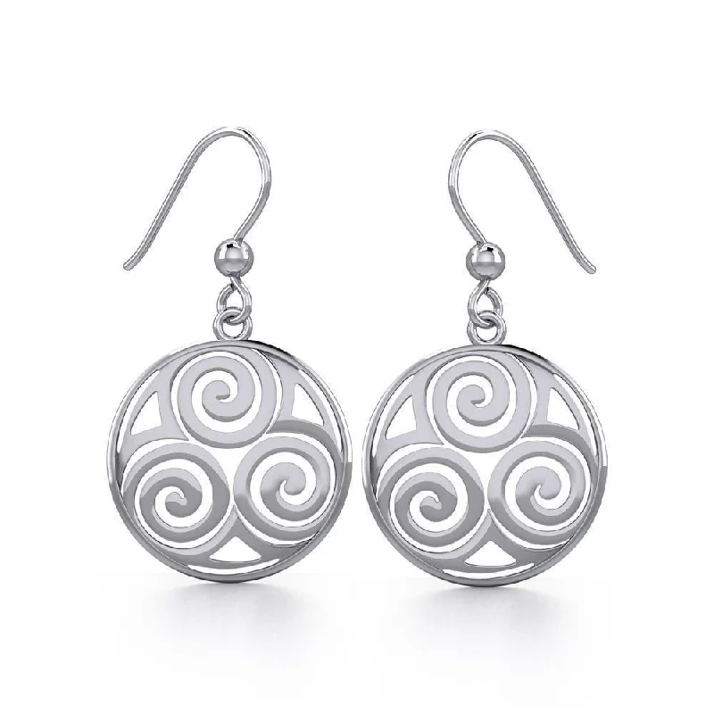 glamorous earrings for women -Triskelion Spiral Silver Earrings TER1900