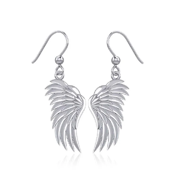 modern earrings for women -Angels Wings Silver Earrings TER1945