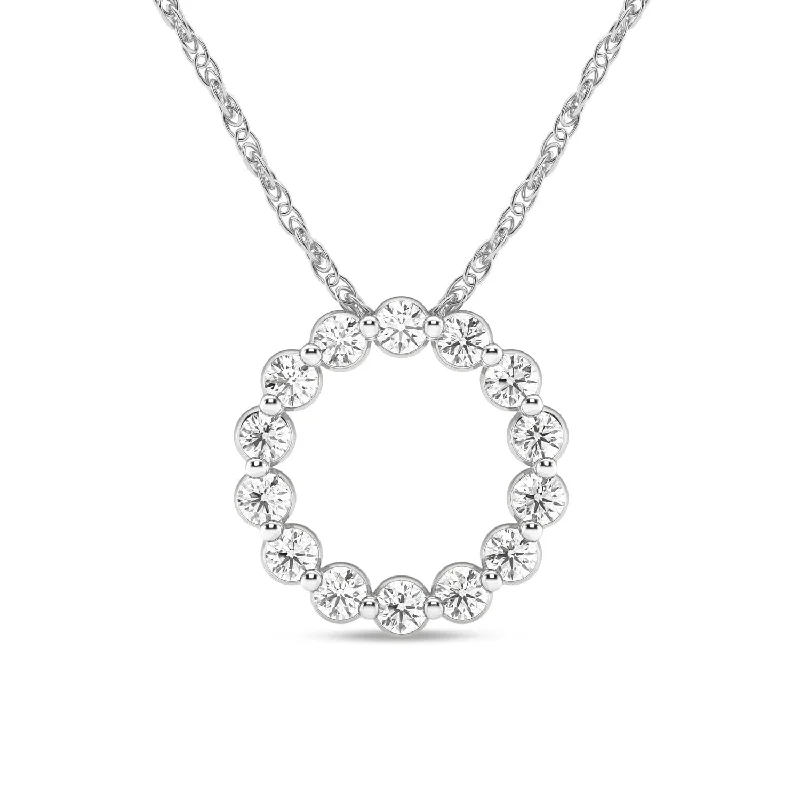 stylish modern necklaces for women -Meera Circle of Love Necklace with 1/2ct of Laboratory Grown Diamonds in 9ct White Gold