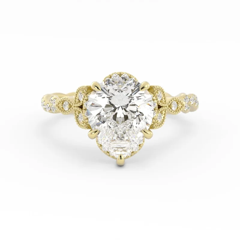 women’s vintage diamond engagement rings -Pear Shape Floral Twist Diamond Ring