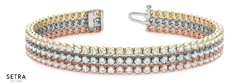 trendy bangles for women -3.75 CT  DIAMONDS IN LINE 3 ROW TANNIS BRACELET