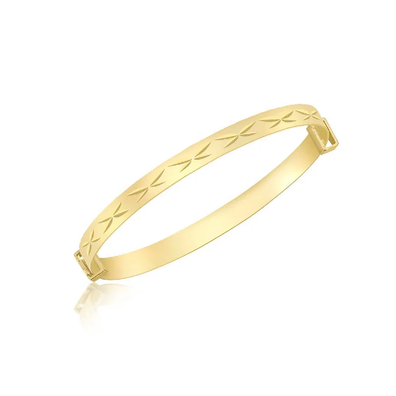 diamond bangles for women -9K Yellow Gold Diamond Cut Kiss Baby Bangle